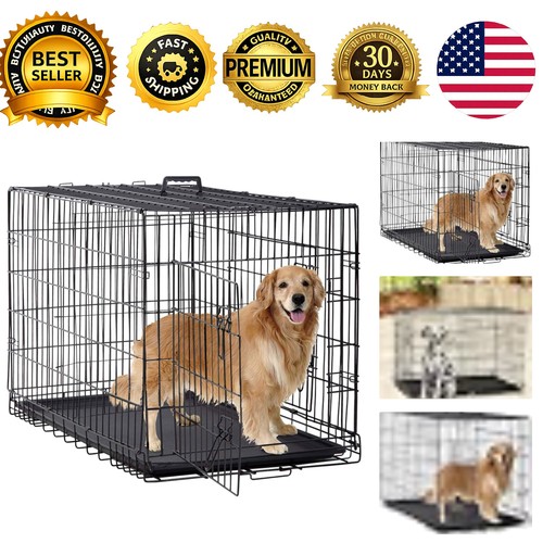 Dog crate black foldable - 48, in